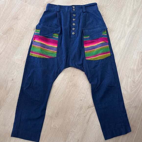 Denim - Thai Yoga Retreat Harem Drop Jeans Pants sz M/L